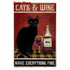Vintage Turquoise Cat Metal Poster, I Drink Wine Wall Tin Sign, Retro Frogs, Wine Plate for Elf Bar, Pub and Garden Decor, WY52