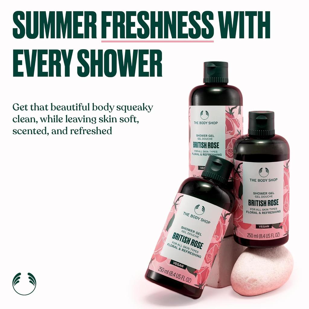 The Body Shop British Rose Shower Gel 250 Ml | Vegan Body Wash for All Skin Types, Cleanse & Refresh