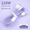 Multi-Head 3-in-1 Fast Charging Cable: 120W for Home, 66W for Car, Compatible with Apple Devices.