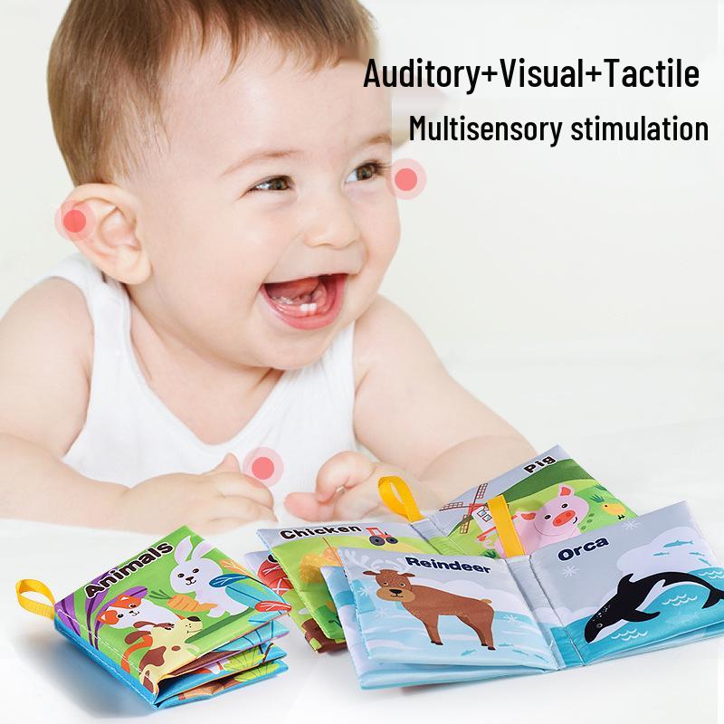 Baby Cognitive Cloth Book: Ocean, Forest & Farm Animals - Tear-Resistant & Interactive
