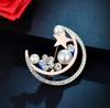 Fashion Pearl Moon Star Brooch for Women Men Fashion Rhinestone Brooches Pins Jewelry Accessories Party Gifts