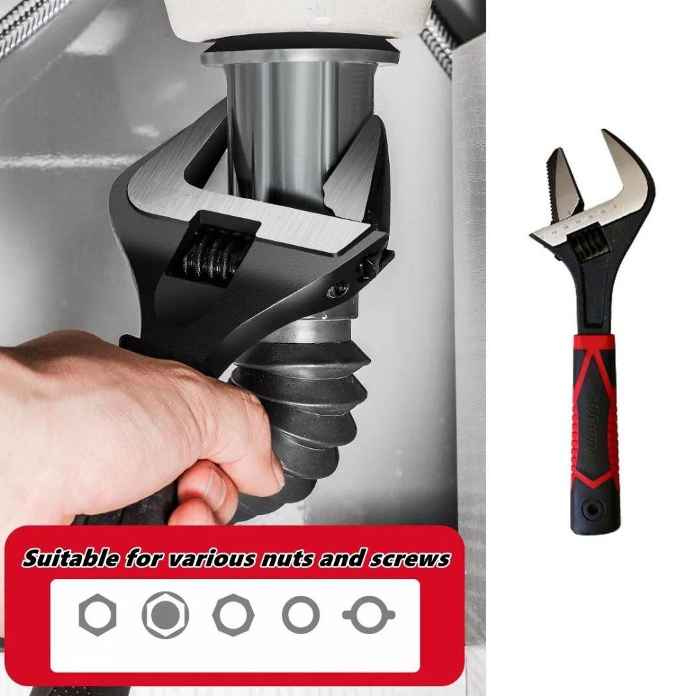 Large Opening Bathroom Wrench Sturdy Plumbing Wrench Adjustable Spanner  Tubing Hand Tool