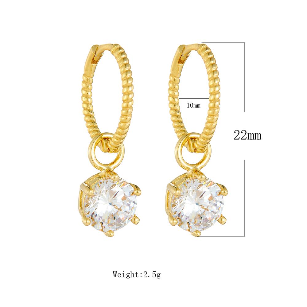 Peishang Jewelry 925 Sterling Silver 14K Gold Plated Minimalist Stone Drop Huggie Earrings