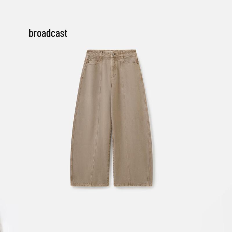 

Broadcast Women s Loose Wide-Leg Washed Denim Pants L