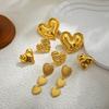 Love Heart Designs Oversized Studs Earrings Comfortable Hypoallergenically Gold Plated Zinc Alloy Accessories