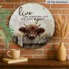 2D Flat, 1pc Print Metal Aluminum Sign, Vintage Wall Sign with Highland Cow & Daisies Design - Rustic "Live Like Someone Left the Gate Open" Quote