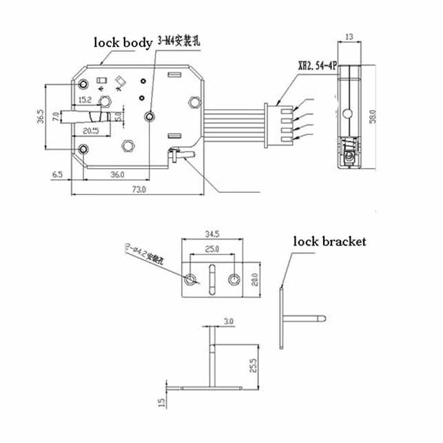 Electric Magnetic Lock for Medicine Tool Box Solenoid Lock XH2.54 4P Termminal Temporary Storage Cabinet Lockers