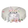 Easter Watercolor Rabbit Flower Round Table Cloth Festival Dining Waterproof Tablecloth Table Cover For Wedding Party Decor