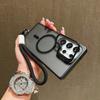Metal Lens Holder Case For Samsung Galaxy S25 Ultra S23 S24 FE A56 A36 A16 Frosted Magnetic Wireless Charging Wrist Strap Cover