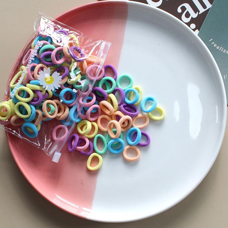 100 Stück/Lot Elastische Haargummis für Kind Mädchen Gummiband Weiß Schwarz Bunt Kleine Haargummis Stirnband Baby Accessoires