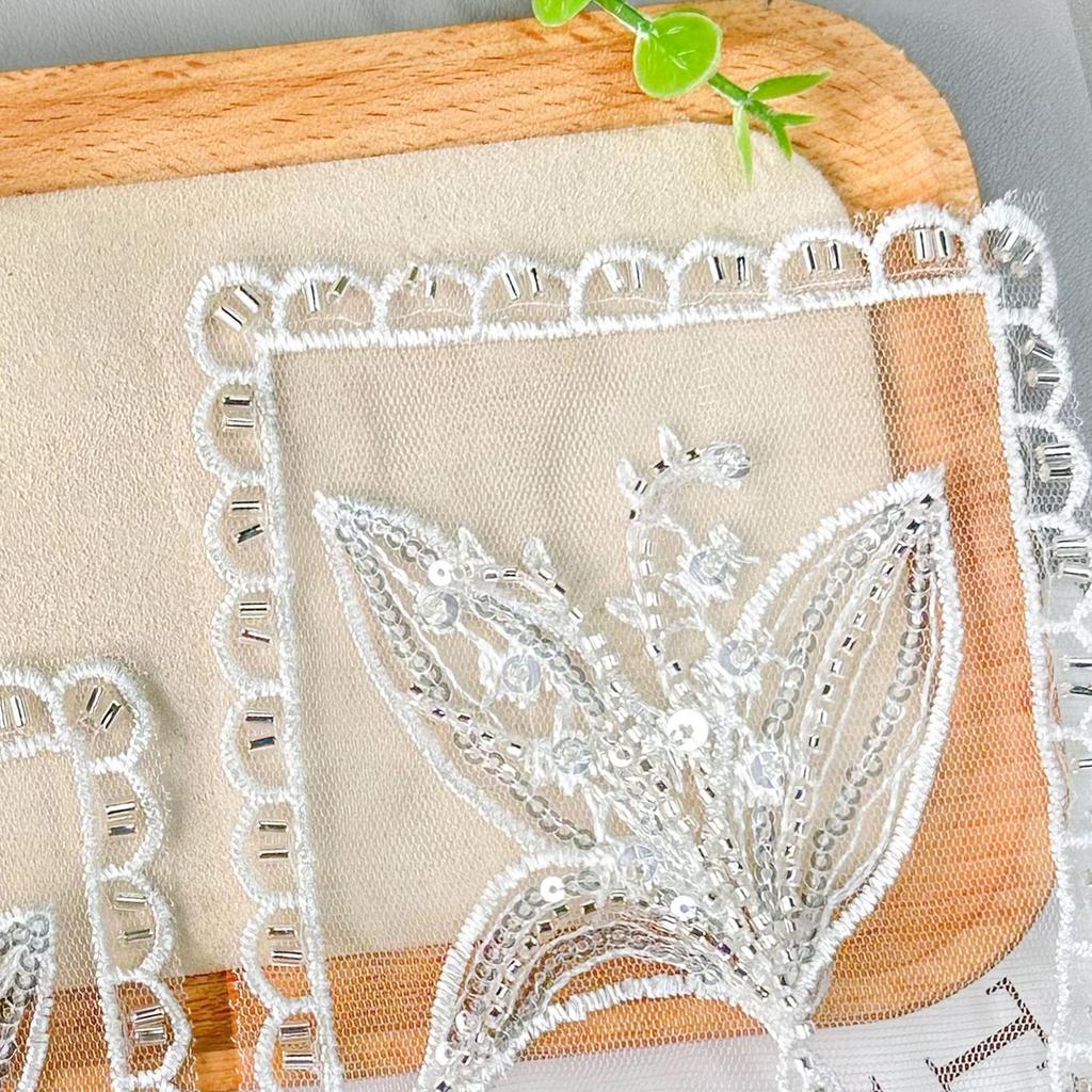 Mesh Sequined Embroidery Pocket Cloth Sticker Handmade Beads Maple Leaf Flower Decoration Shirt Luggage Top Accessories