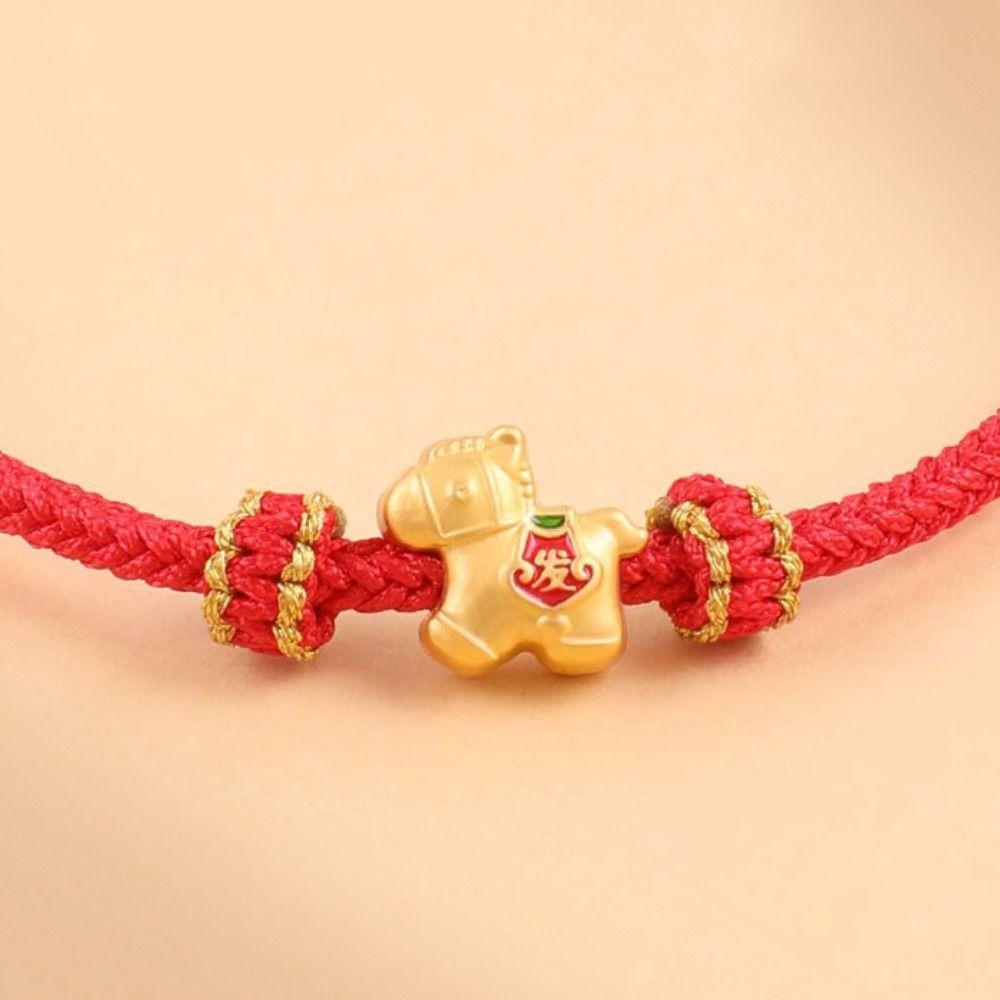 Wristband Horse Bead Bracelet Chinese Style Lucky Pony Fortune Bracelet Red Rope Bracelet Gift