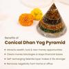 Astrotalk Conical Dhan YOG Resin Pyramid with Selenite Base | Home Decor Items for Wealth, Money & Business Growth | Vas