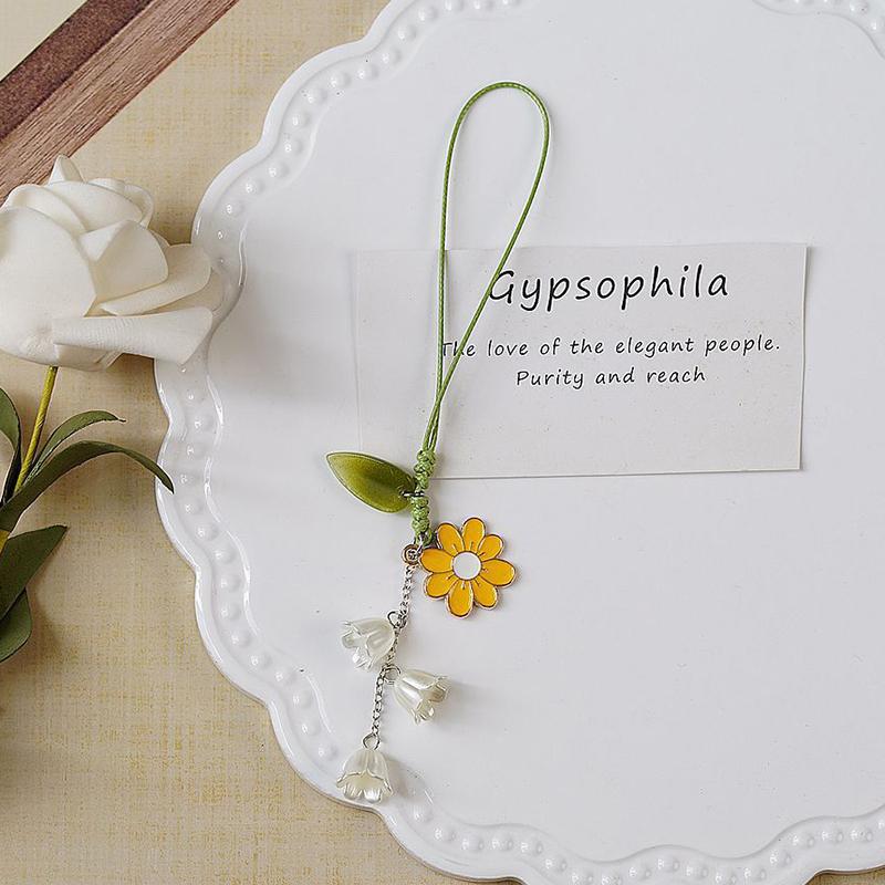 Flower Mobile Phone Straps Charm Cute For Phone Short Lanyard Hand Rope Kawaii Keychain Phone Strap Pendant