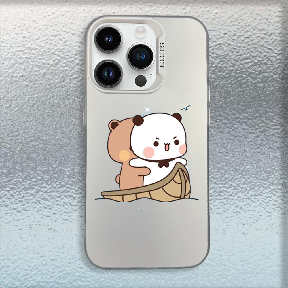 Sevimli BuBu DuDu Telefon Kılıfı iPhone 16,15,14,13,12,11,Mini,Pro,MAX İçin Beyaz Mat Darbeye Dayanıklı Kılıf