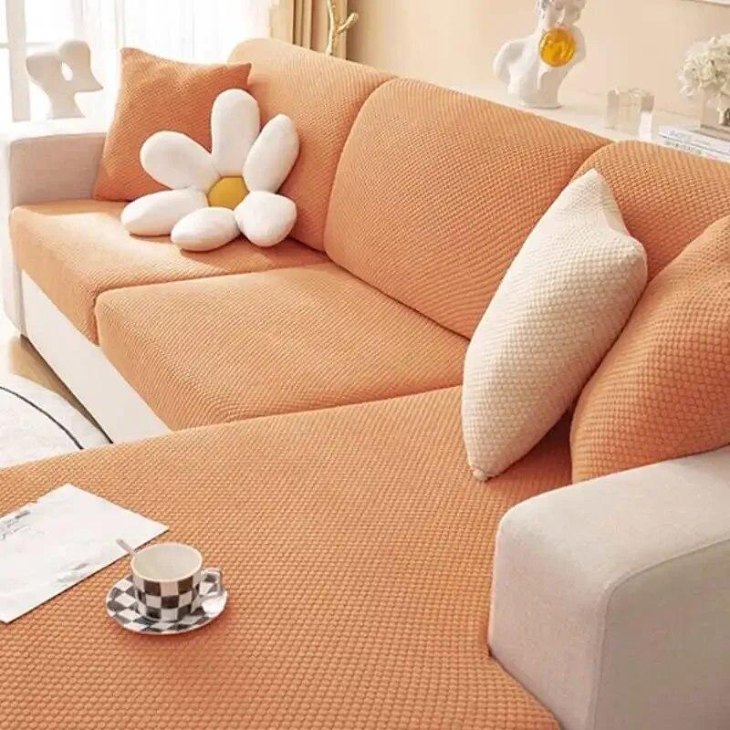 Stretch Washable L-Shaped Corner Sofa Mattress Polar Fleece Couch Cushion Slipcover Chaise Lounge Covers