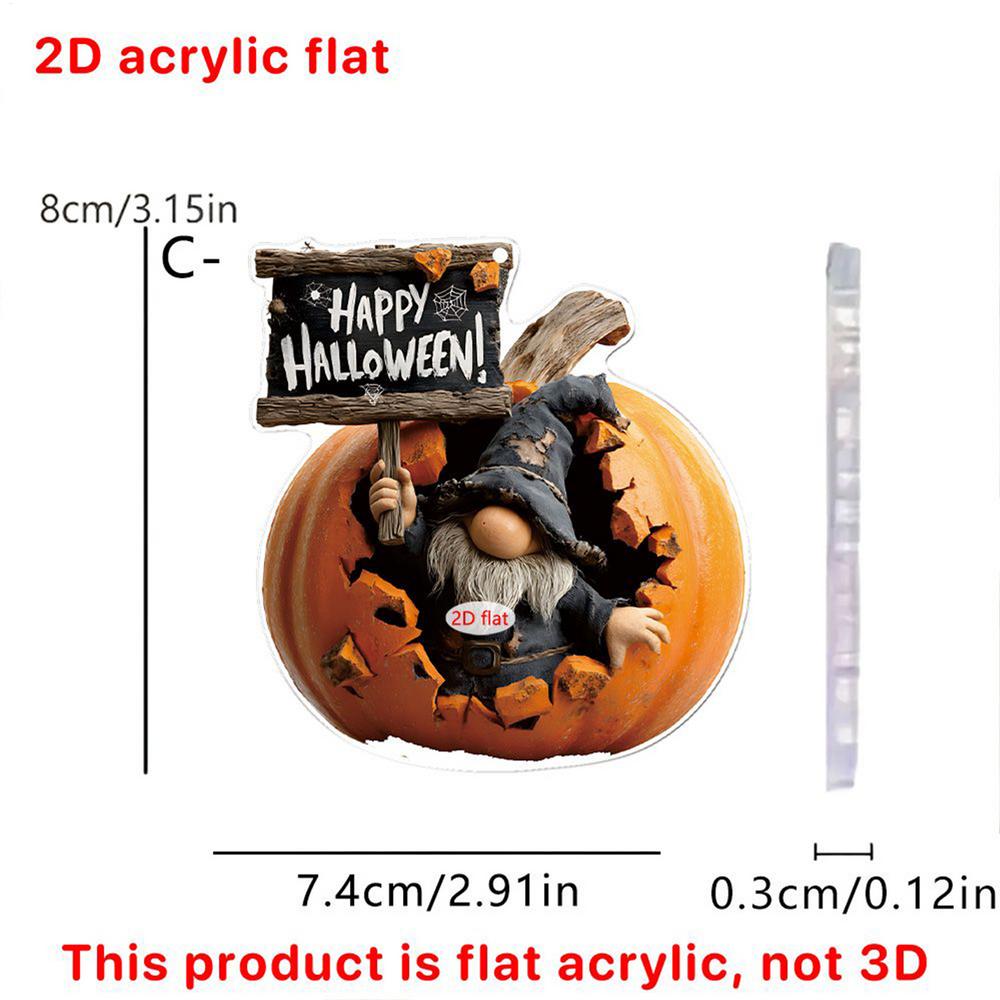

Halloween Ornaments Gnome Pumpkin Rear View Mirror Accessories 2D Acrylic Halloween Charm Pendant for Tree Door Wall Backpack