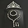 Bridal Tiara Crown Three-Piece Luxury Atmospheric Wedding Jewelry Set Premium Necklace Earrings Crown