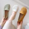 Retro soft-soled single shoes New summer new hollow and breathable casual flat-bottomed Doudou round head comfortable