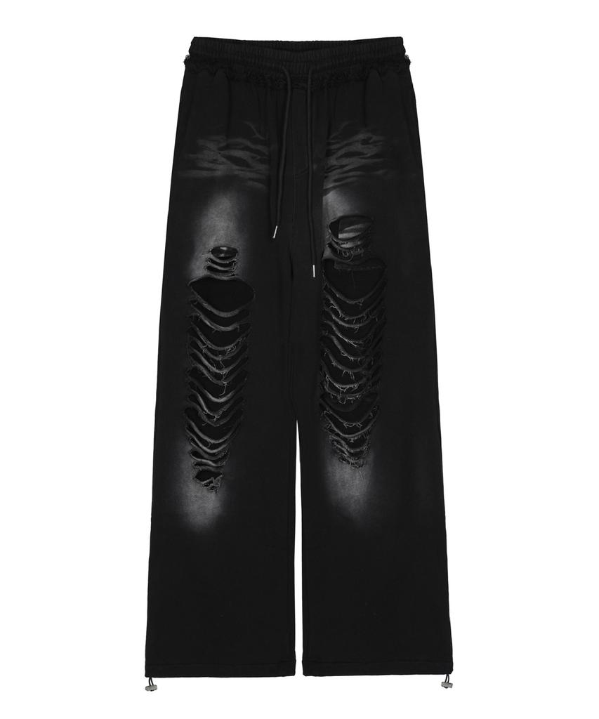 Nigaennikol Destroyed Cotton Lounge Pants_Black