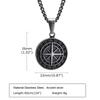 Men Retro Silver Color Seeker Compass Necklaces, Rock Punk Vintage Metal Stainless Steel Round Coin Pendant Collar Gift Jewelry
