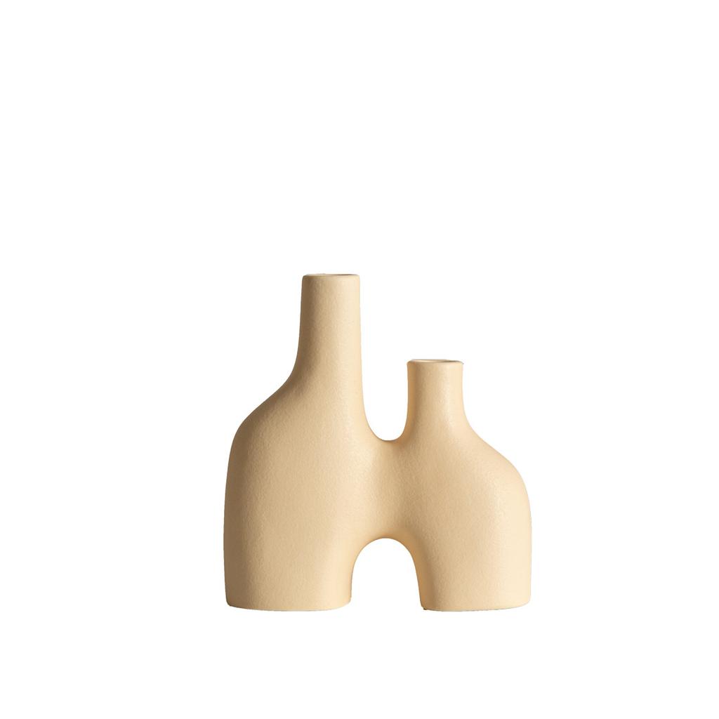 Promotional Simple Double-Port Flower Arrangement Creative Ceramic Vase Small Fresh Home Living Room Decoration Ornament
