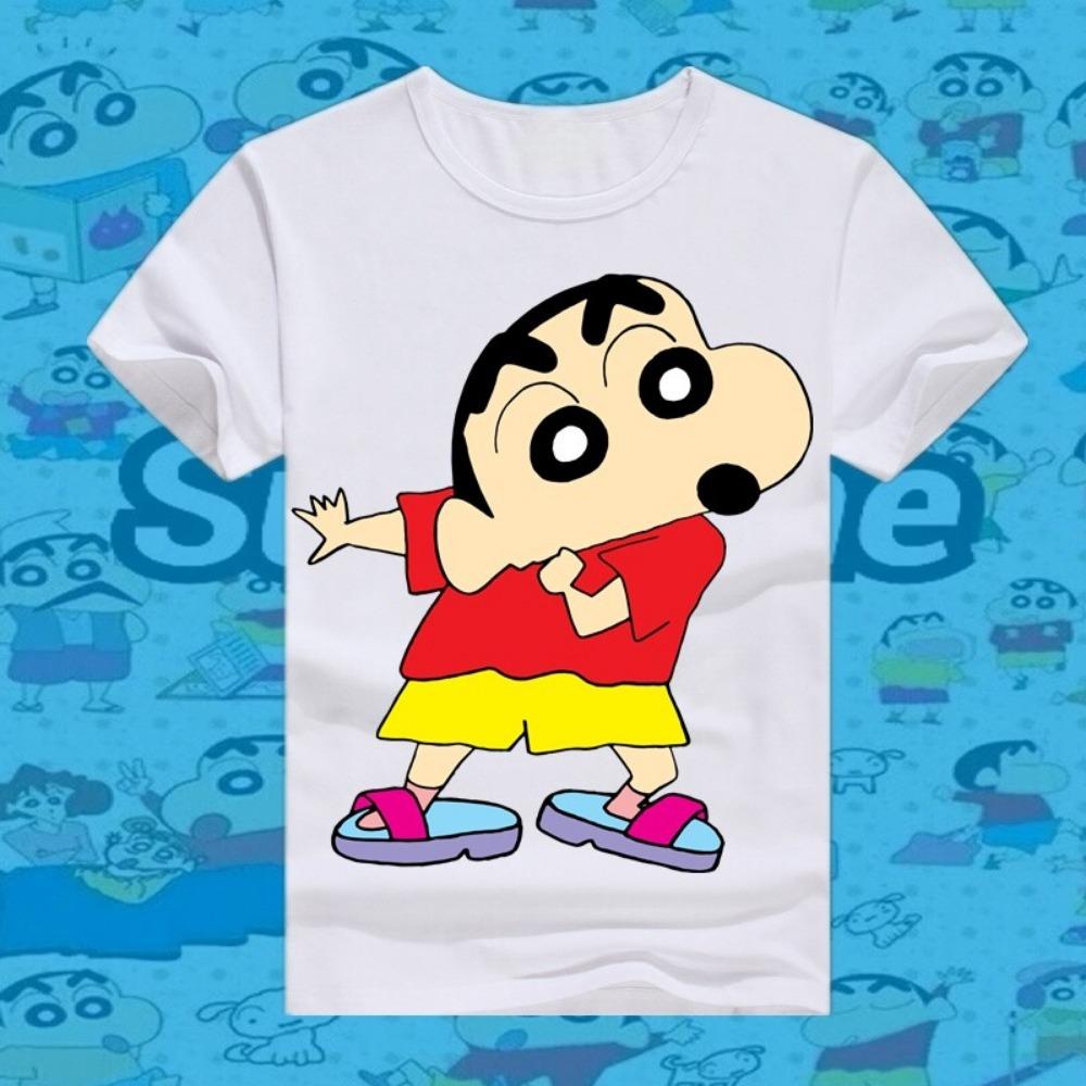 New Shin Chan Crayon Printed Summer T-shirt Cotton Japanese Cartoon Men T-shirt Short Sleeve Round Neck Loose Kids T-shirt Top