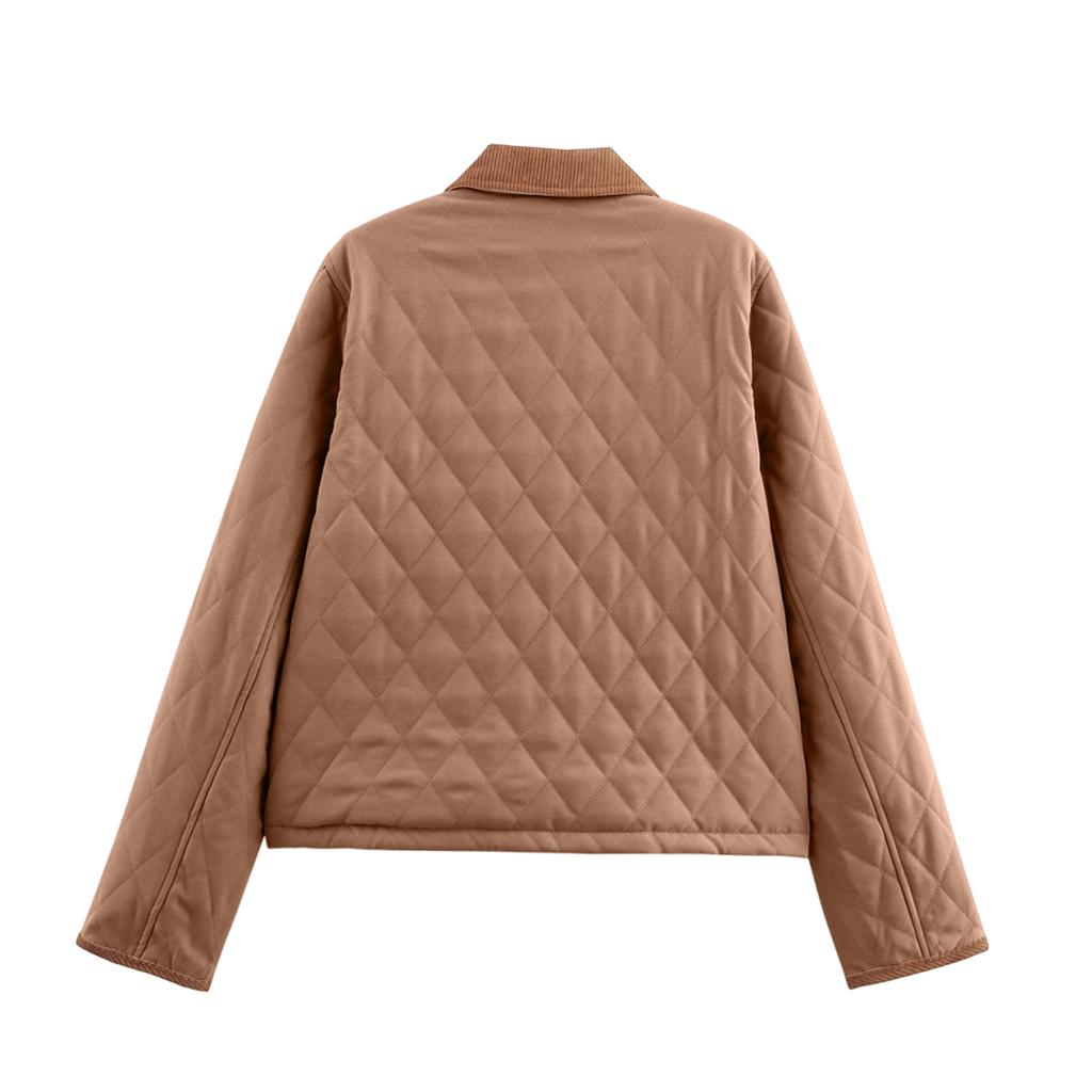 Women's Corduroy Solid Color Warm Cotton Long-sleeved Jacket