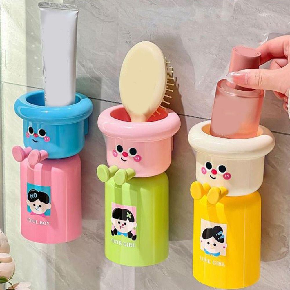 Punch Free Cute Toothbrush Holder Dopamine Children's Toothbrush Cup Set for Home