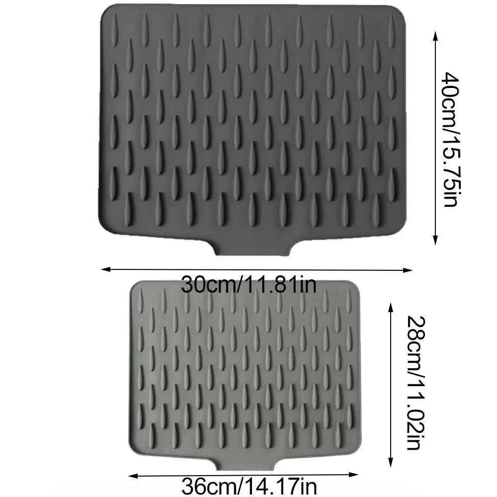 Non-slip Silicone Drainage Mat Large Size Non-slip Foldable Dish Drying Mat Anti-scald Coaster Utensils Drying Sink Placemat