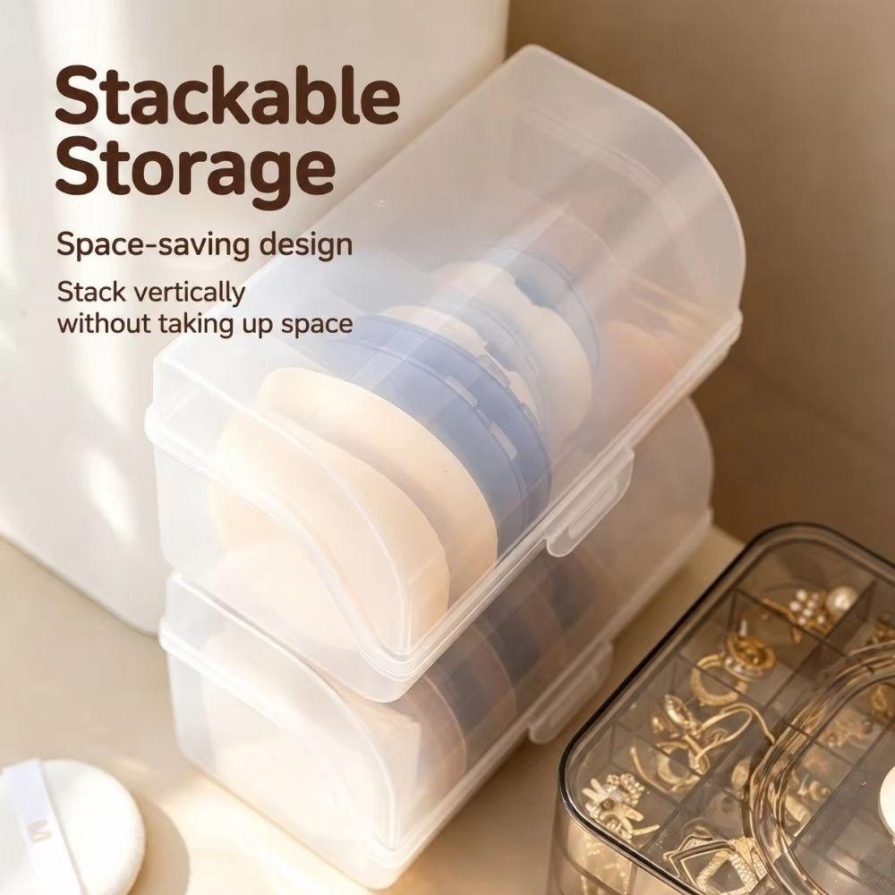 Dust-proof Powder Puff Storage Box Portable Stackable Clear Makeup Sponge Case 7 Grids Save Space Makeup Puff Organizer Home