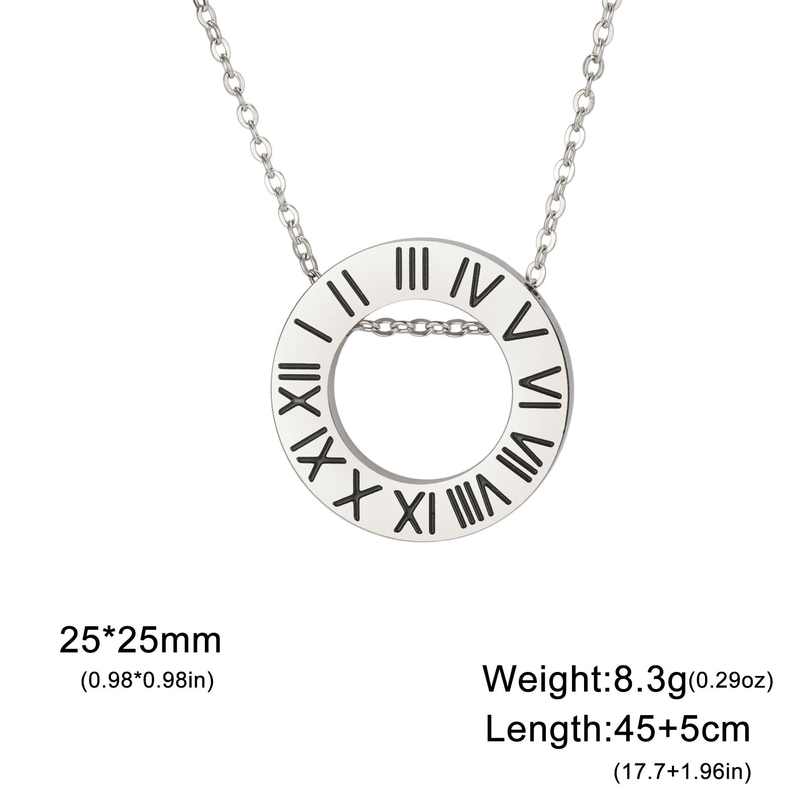 Roman Numerals Circle Necklace Stainless Steel Jewelry Love Good Luck Letter Corrosion Pendant Valentine s Day Gifts 2026 Trend