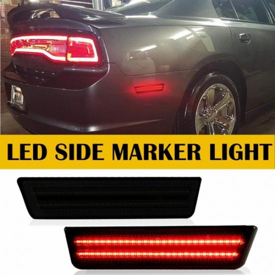 Red SMOKED LENS Rear LED SIDE MARKER LAMPS for 2008 - 2014 DODGE CHALLENGER