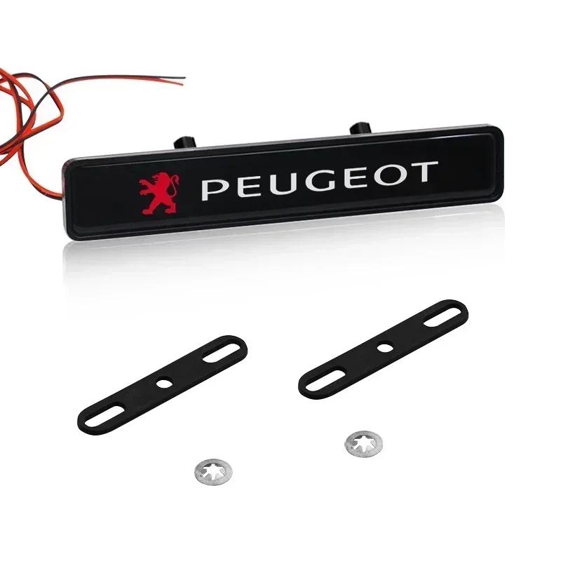 2026 Heißer Autoaufkleber Auto Dekorative Leuchte LED Fronthauben-Kühlergrill-Emblem Abzeichen Dekoration für Peugeot 206 307 308 3008 207 208 407 408