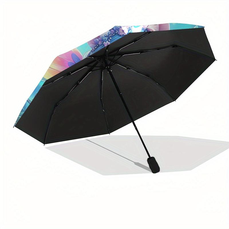 Unicorn Fantasy Theme 8 Bone Hand Automatic Folding Umbrella, Compact and Portable Design, A Perfect Gift for Birthday, Christmas or Busines