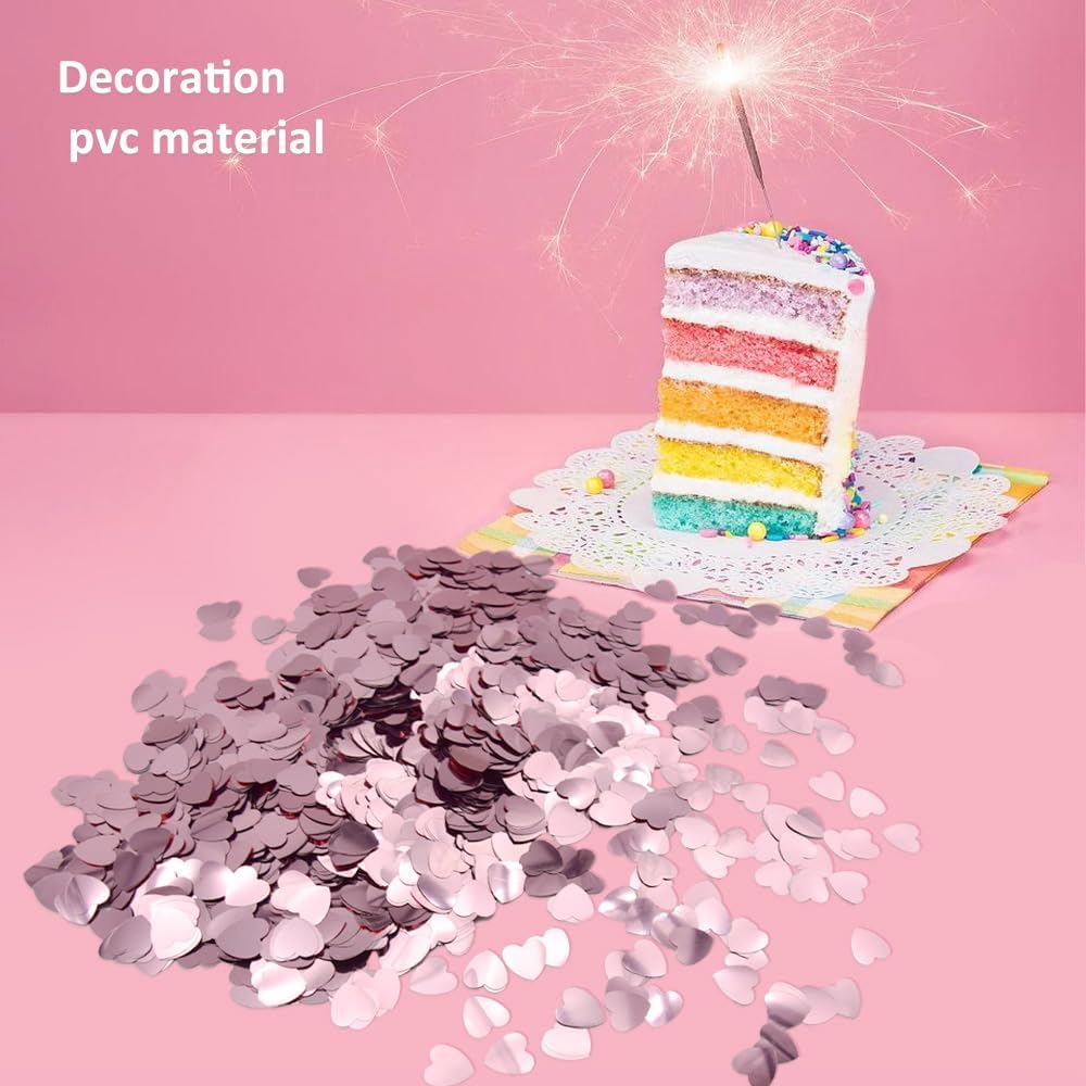 60g Love Heart Table Confetti 15mm Party Glitter Sequ Plastic Confetti Sprinkles Decorations for Wedding Festival Birthday (AX/Pink)