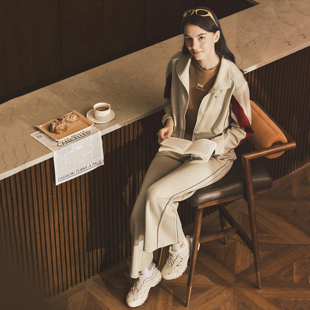 Fila White Retro Fashion Trendy Casual Versatile Comfortable Color Block Knitted Jacket Women Jackets Foam-Grey F11W533502FGY