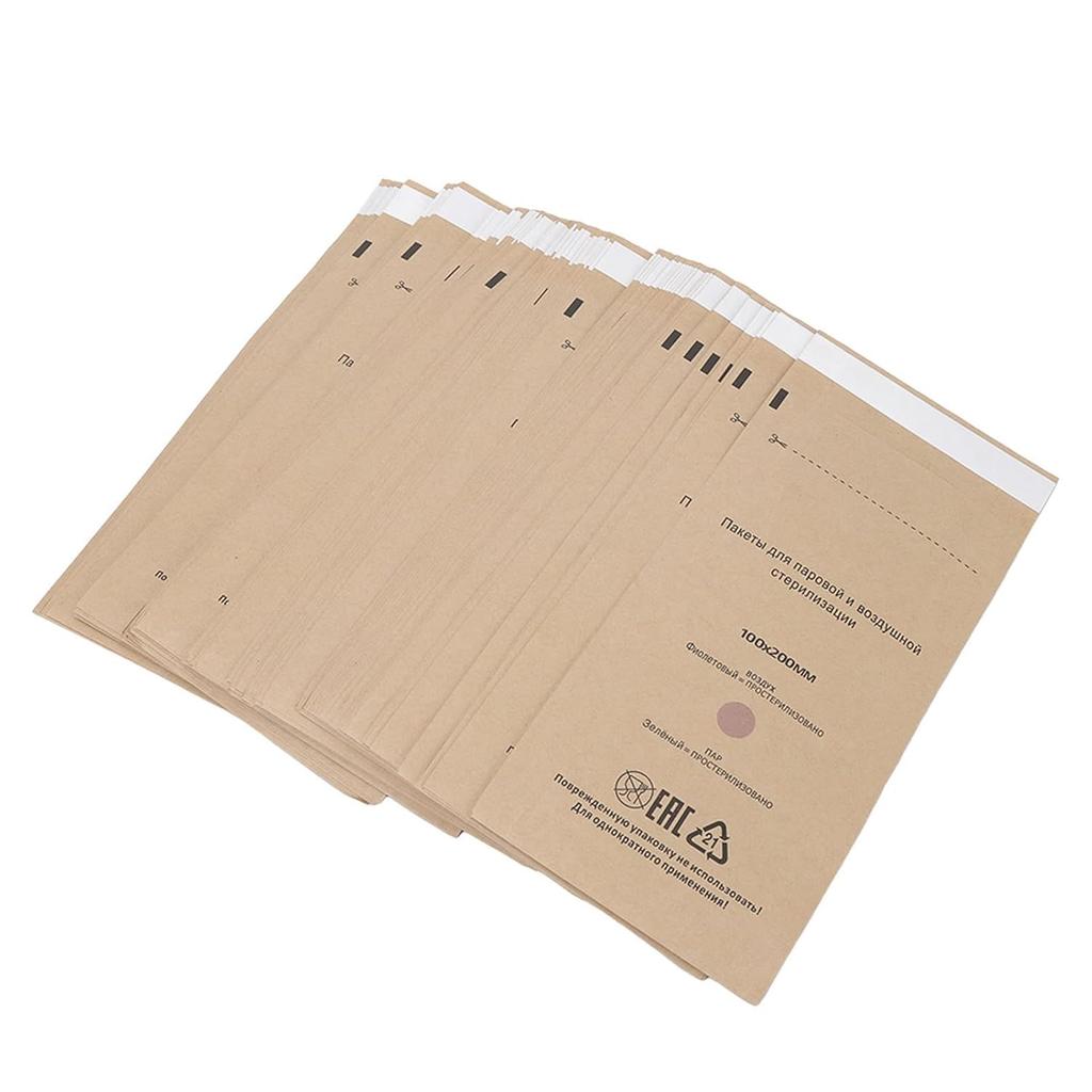 100Pcs Dental Tool Self Sealing Pouch Self Sealing Nail Art Cleaning Bag for Oral Cavity Beauty 100x200mm / 3.9x7.9in