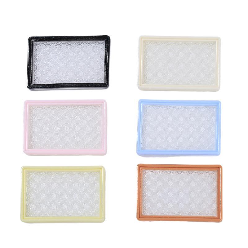 Handmade Cartoon Resin Jewelry Ornaments with Transparent Carved Square Plate