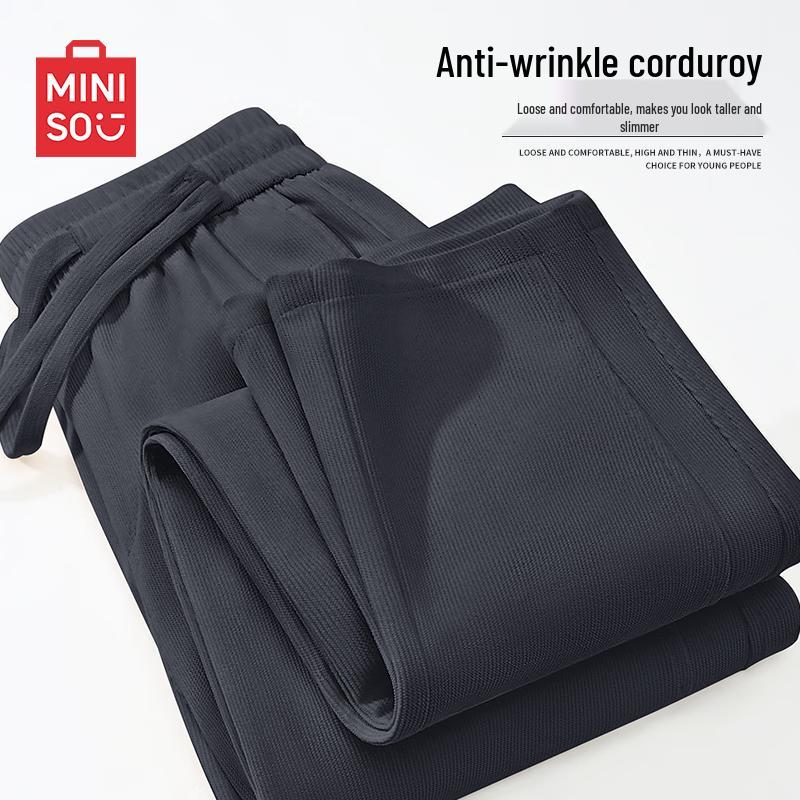 

MINISO Men s Retro Casual Corduroy Straight-Leg Pants XL