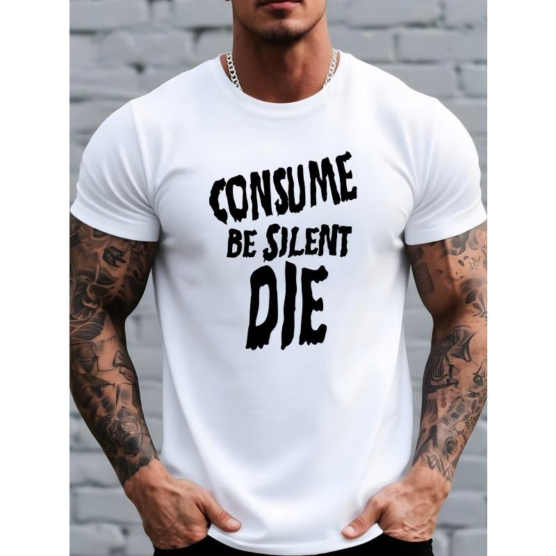 

Европейский размер CONSUME BE SILENT DIE Принт с буквами - Повседневная толстовка с круглым вырезом, Забавный выбор подарка, Комфортная одежда на четыре сезона, Повседневный топ S белый