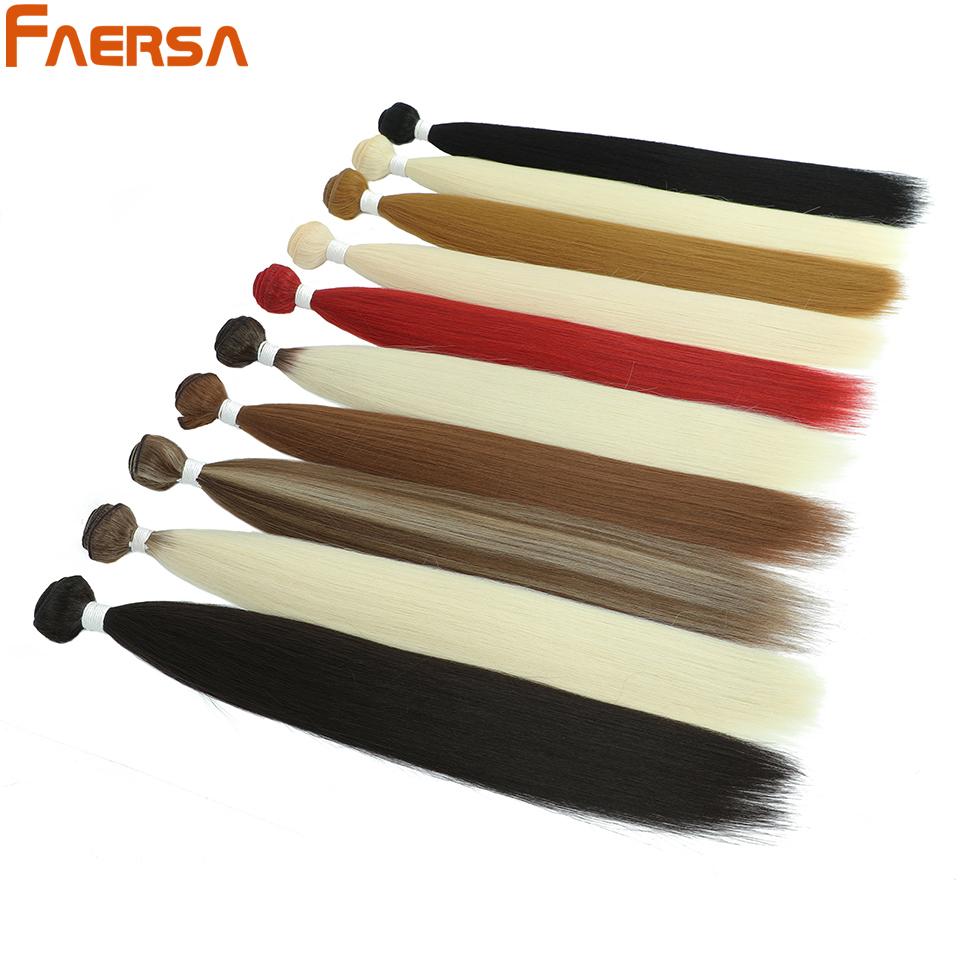 Long Hair Weaving Blonde 613 Bundles Synthetic Straight Ombre Blonde Red Brown High Temperature Fiber Hair Extensions For Women