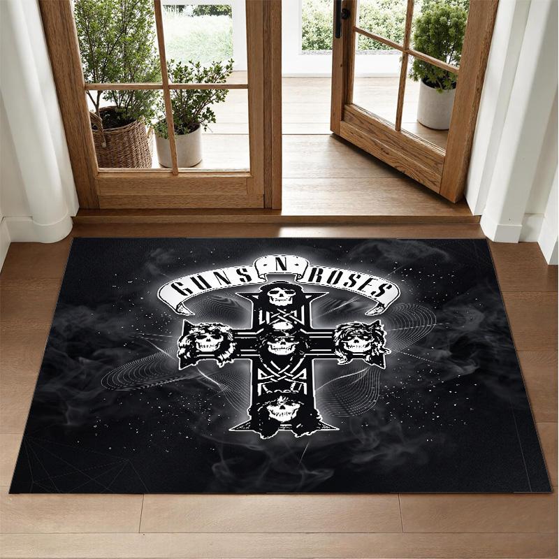 Guns N’ Roses Design Crystal Velvet Rug Soft Decorative Mat for Bedroom Entrance