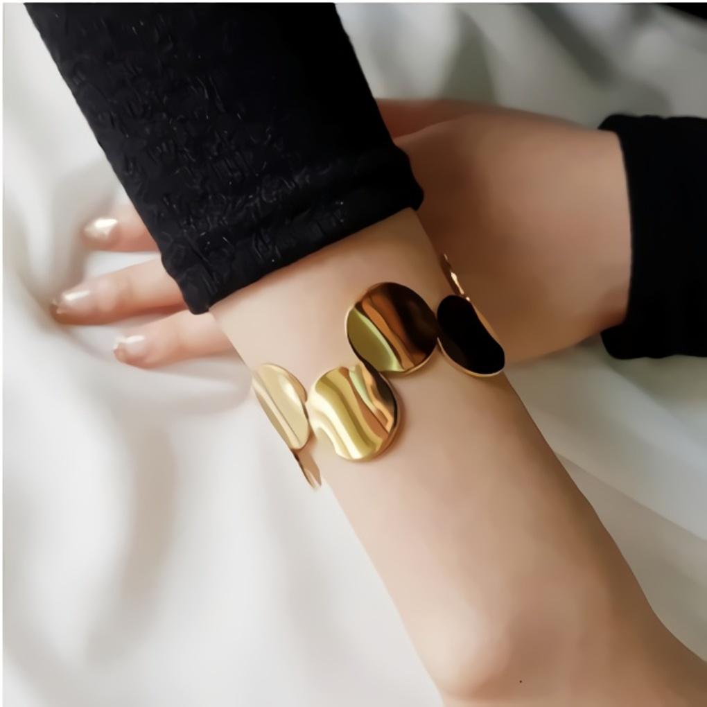 

Surgical Steel Bangle Bracelet Couple Chain Stainless Steel Big gold