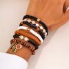 Versatile Unisex Football Charm Letter Beaded Bracelet Elastic Band Handchain for Everyday Wear Street Hand Jewelry
