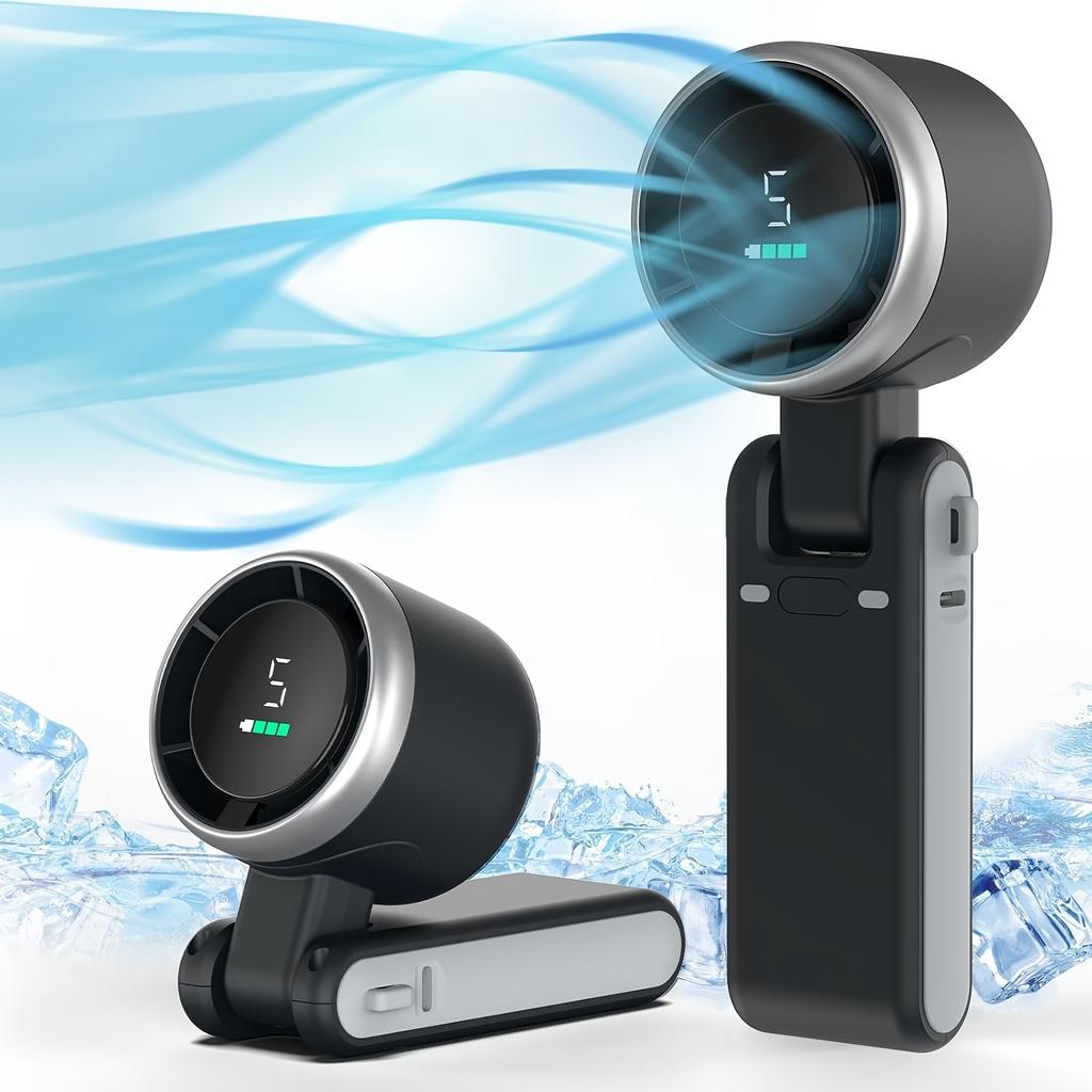 Portable Foldable Handheld Fan USB Rechargeable,Ultra Quiet 5 Speed Adjustable,3600mAh Battery 10H Runtime for Office Desk,Bedroom Dorm,Outdoor Travel
