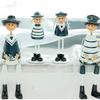 2pcs Wooden Long Leg Dolls Nautical Theme Doll Figurine Desktop Wooden Craft Ornament for Home Office Decor
