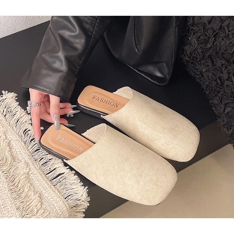 2026 Herbst Damen Flache Schuhe Mode Runde Spitze Slip-on Mules Schuhe Weicher Flacher Absatz Outdoor Lässig Kleid Sandalen Schuhe