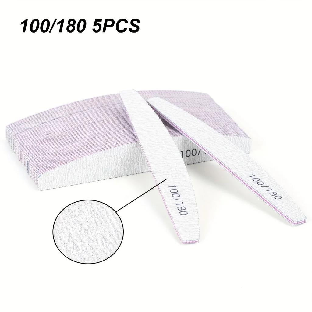 Half Moon 1/2/5/10/25/50Pcs Professional Nail File Lima 100/180 Grit Professional Sandpaper Cuticle Remover Buffer Files Manicur
