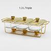 Большая вместимость Золотой Прямоугольный Стеклянный Обеденный Подогреватель для еды Отель Ресторан Подогреватель для еды Контейнер Набор подносов для шведского стола
